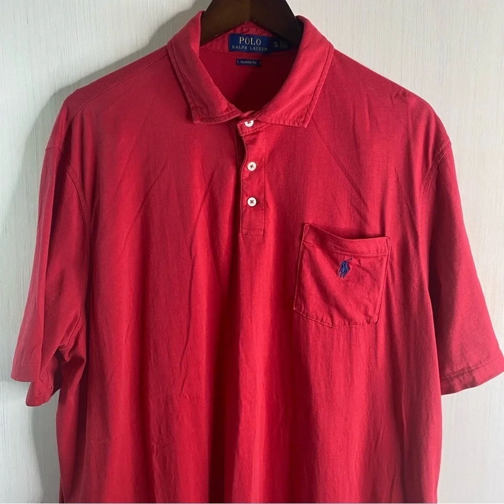 Polo Ralph Lauren Men’s Classic Fit Short Sleeve Pocket Cotton Polo Shirt Red XL